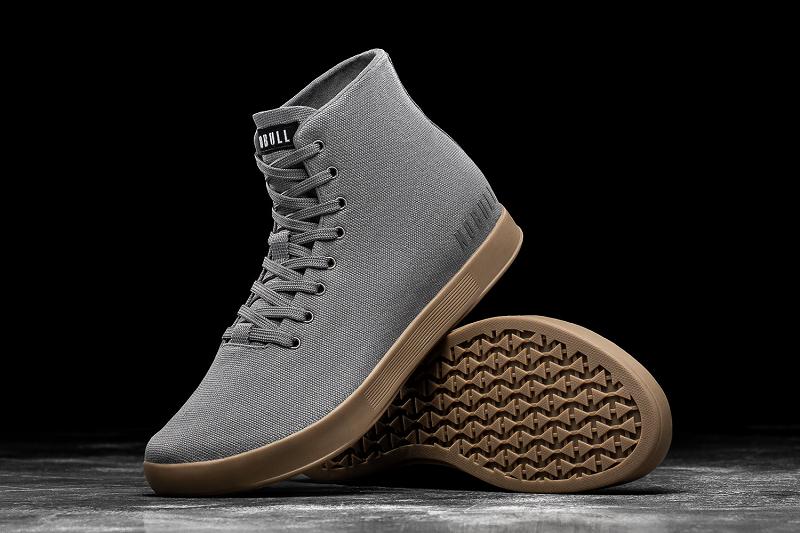 Dark / Grey Nobull High-Top Gum Canvas Men's Trainers | CA H1412A